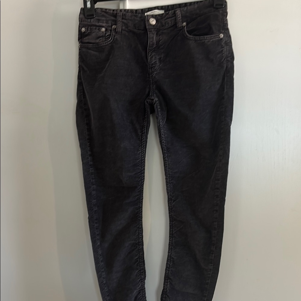 Zara premium denim, soft, cotton, corduroy, charcoal, skinny pant.
